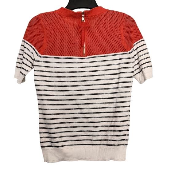 Milly striped mesh color block knit top back zip S - Picture 2 of 5
